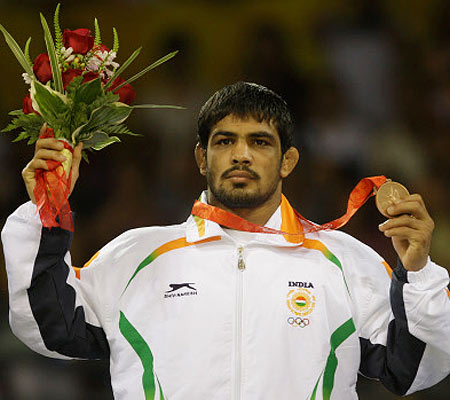 Sushil Kumar with his medal.